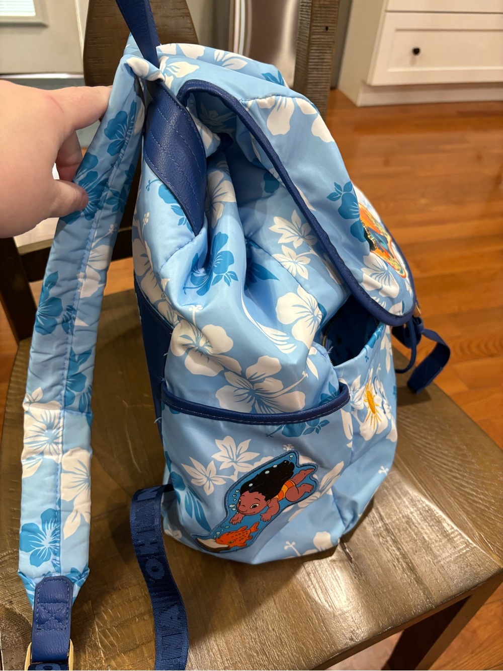 BoxLunch Exclusive Disney Lilo & Stitch Hibiscus Blue Backpack - Picture 3 of 15